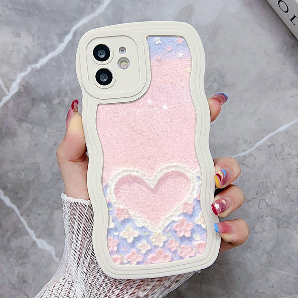 Silicone Phone Case For iPhone 11 6s SE 2020 16 7 8 Plus 13 15 14 Pro Max 12 XR Wave Shockproof Soft Love Heart Cover Funda