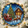 Vintage Metal Sign Blue Deer Merry Christmas Retro Tin Plate Wall Decor Home Holiday Gift 20 Cm