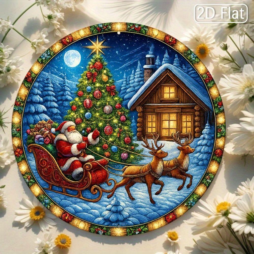 Vintage Metal Sign Blue Deer Merry Christmas Retro Tin Plate Wall Decor Home Holiday Gift 20 Cm