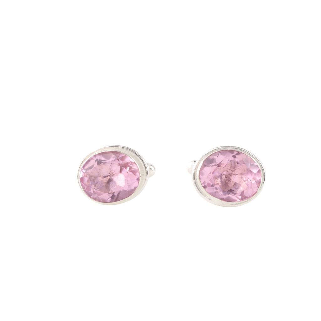 Morganite Gemstone 925 Sterling Silver Handmade Oval Cufflinks Men Accessorise CL-2-7