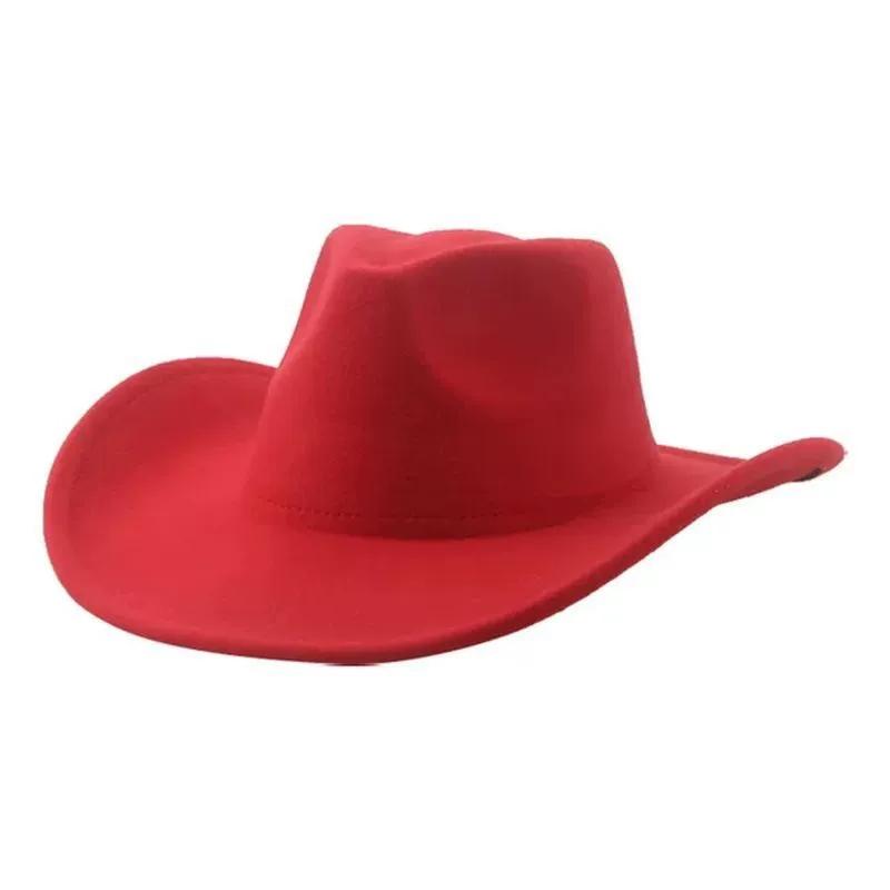 British Style Western Cowboy Hat Trendy Outdoor Gentleman Soft Felt Hat Large Brim Wool Solid Color Jazz Hat