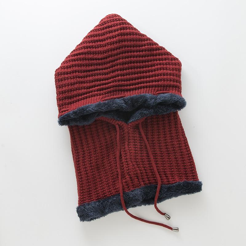 Women's Pullover Stripe One Piece Plush Thickened Riding Ear Protector Knitted Warm Hat