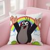 Classic Animation Little Mole Pillow Case Square Double-Sided Printing Short Plush Sofa Cushion Cover Bedroom Bedside Pillow