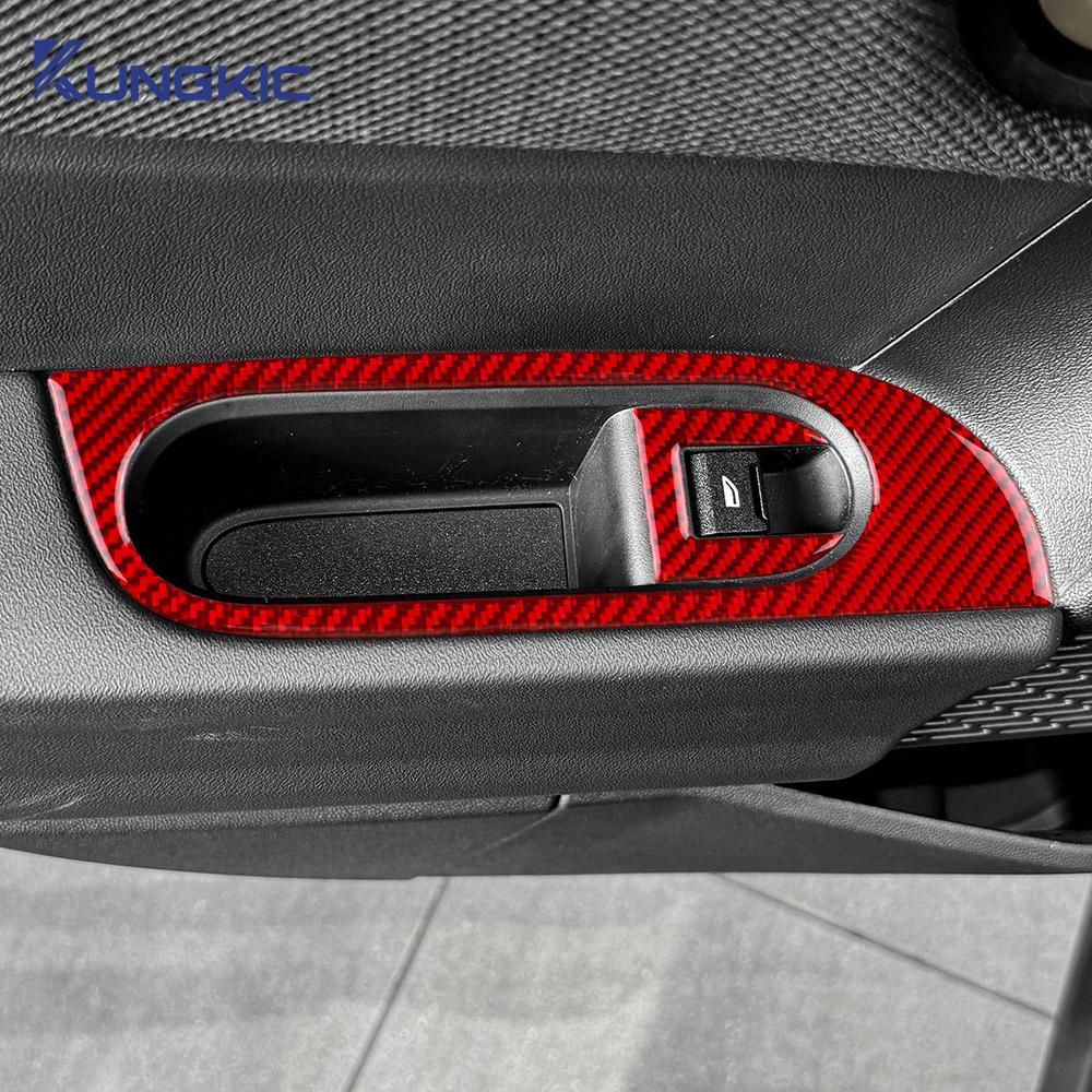 AMBERMILE for Mini Cooper S F65 2024 2025 Car Door Window Lift Switch Frame Interior Soft Carbon Fiber Sticker Panel LHD RHD pwaxk99