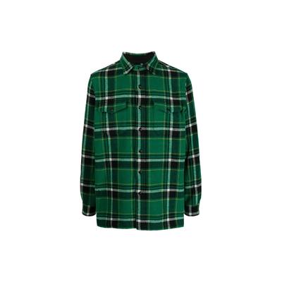 Polo Ss22 Straight Collar Plaid Fitted Long Sleeve Shirt Men Shirts Green 710850323-001