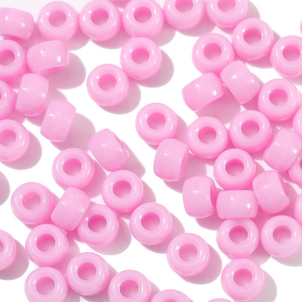 TX40 100Pcs 9mm Colors Minimalist Multicolor Rotundity Acrylic Big Hole Spacer Beads DIY Craft Kid Necklace Bracelets Accessory