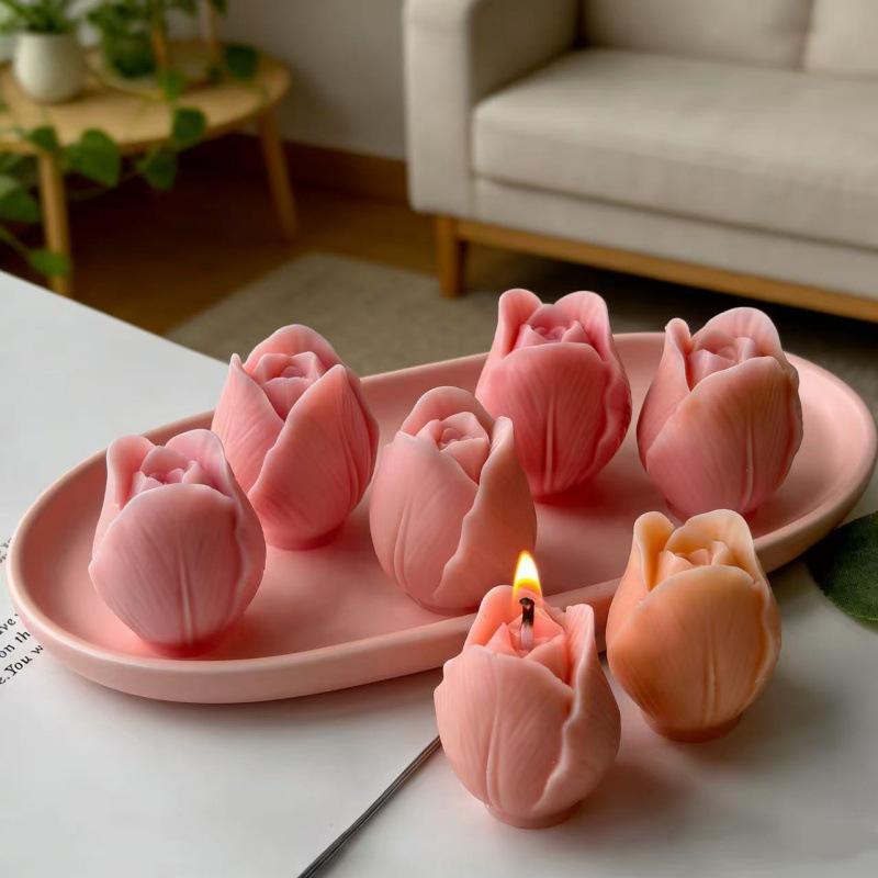Tulip Candle Holder Silicone Mold for DIY Aroma Diffuser and Plaster Ornament Souvenirs.