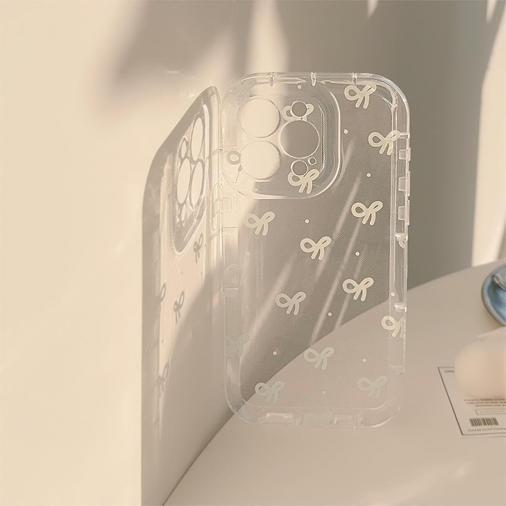 Girly Ins Simple Bow Polka Dot for Apple 17promax Mobile Phone Case for IPhone13 New 14pro