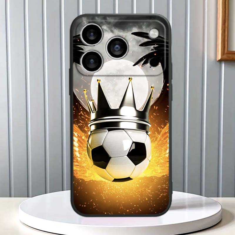 Fashionable football cool Phone Case For Apple iPhone 17 16 16E 15 14 13 12 11 Pro Max Plus Black Soft Silicone
