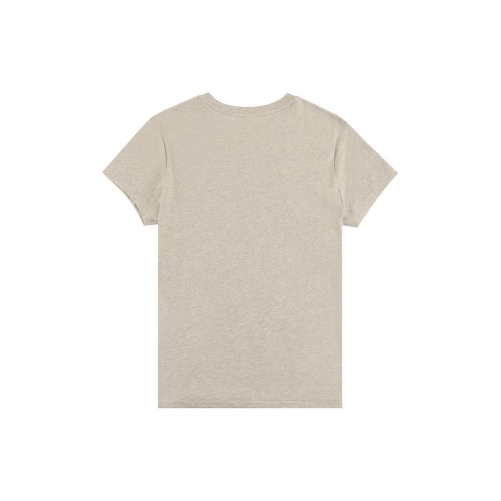 Polo Ralph Lauren Solid Logo Embroidered Crew Neck Short Sleeve T-Shirt Women Tops Oatmeal 211682521-024