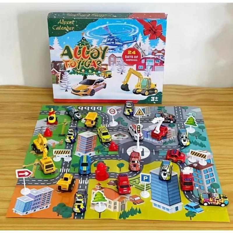 24 Days Christmas Advent Calendar, Car Toys Engineering Fire Truck Car Toys 2025 Countdown Calendar, Gift Box for Kids