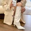 High-heeled Pointed Pile Boots Women's Boots 2025 New Autumn and Winter Black But Knee Trousers Long Knight Boots