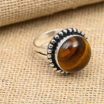 Tiger's Eye Gemstone Handmade 925 Sterling Silver Jewelry Ring For Christmas