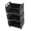 Kitchen Storage Shelf Multiple Layers Stainless Steel Multifunctional Mobile Shelving Unit Cart Black Color 3 Layers