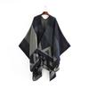 Imitation Cashmere Women Vintage Geometric Poncho Scarf Winter Warm Shawl Wrap Comfortable Female Knitted Soft Thick Blanket