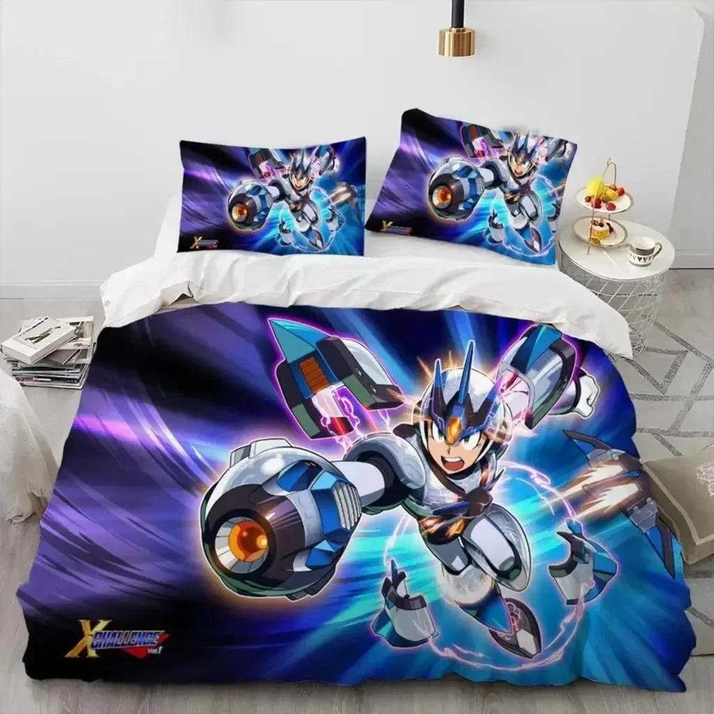3D Rockman Megaman Spiel Cartoon Bettwäsche Set Bettbezug Laken Druck Bett Set Kissenbezug Full Queen King Size Bettdecke Schlafzimmer