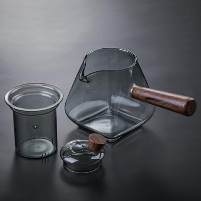 Tea Making Side Handle Around the Stove, Teapot Borosilicate Glass Wood Handle, High Temperature Resistant Home Office