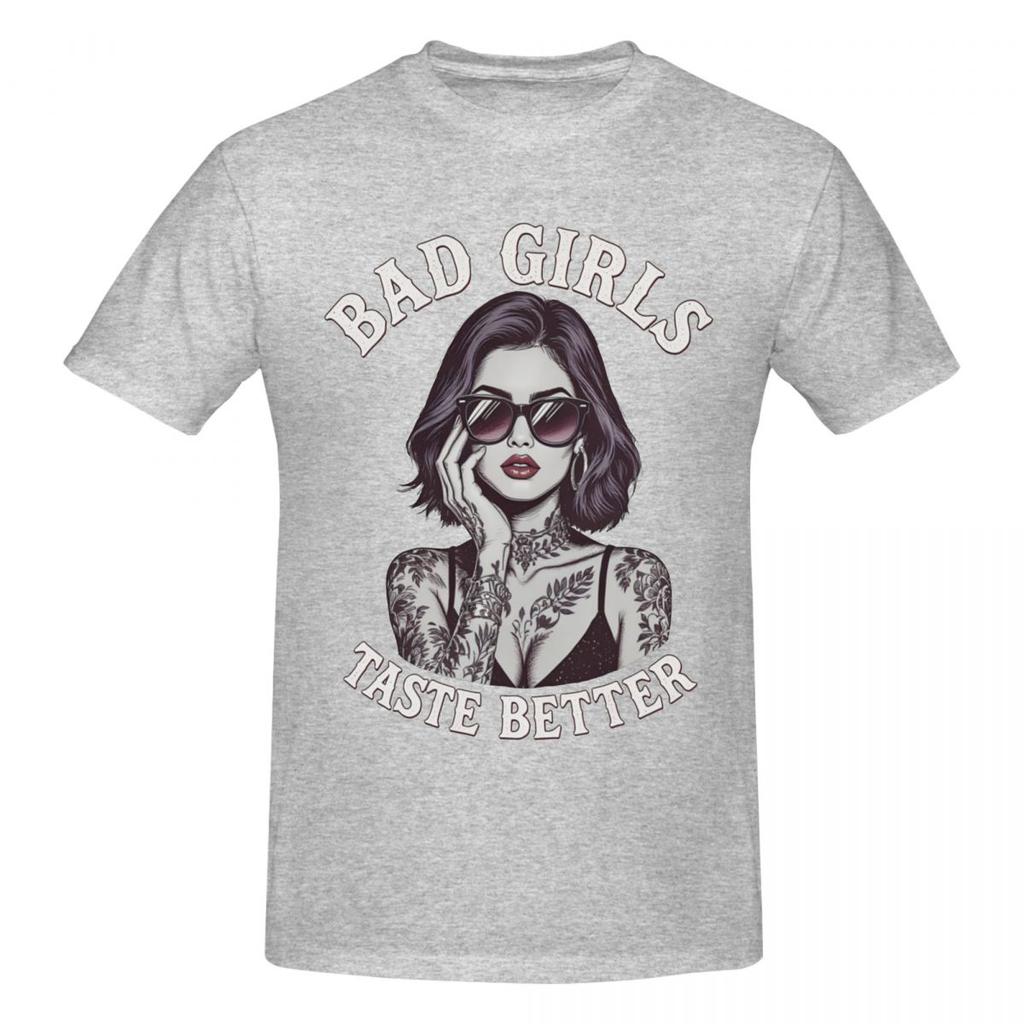 Unisex Bad Girls Taste Better Vintage T-Shirt Vintage Baumwolle Rundhals-T-Shirt