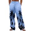 New Beach Men's Printed Casual Cotton Linen Loose Trousers
