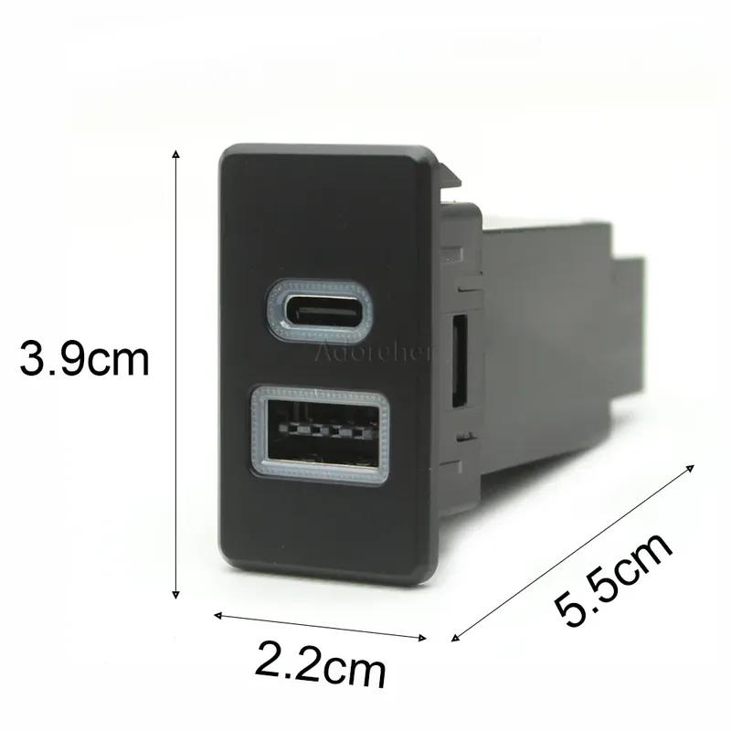 Dual USB and Type C Ports Car Charger for Nissan Patrol Y60 Y61 Phone Charger Auto Adapter 12V 2.1A LED Light