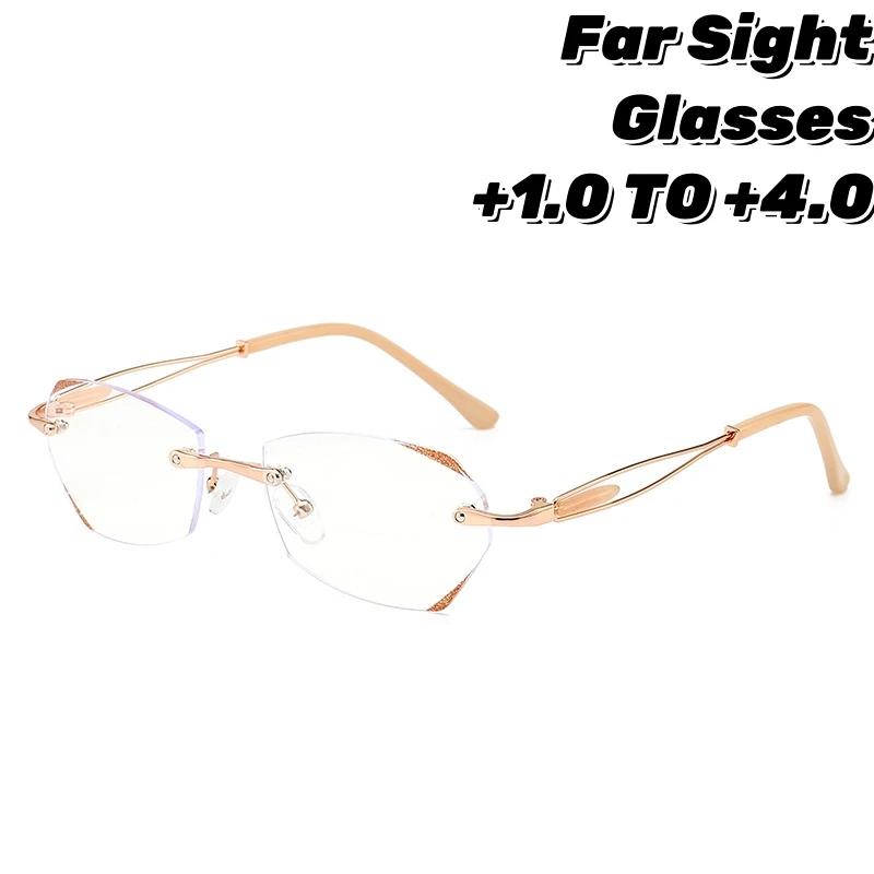 

Модные ультралегкие очки для пресбиопии, анти-синий свет, безрамные очки для чтения для женщин, звездные сверкающие очки для дальнего зрения