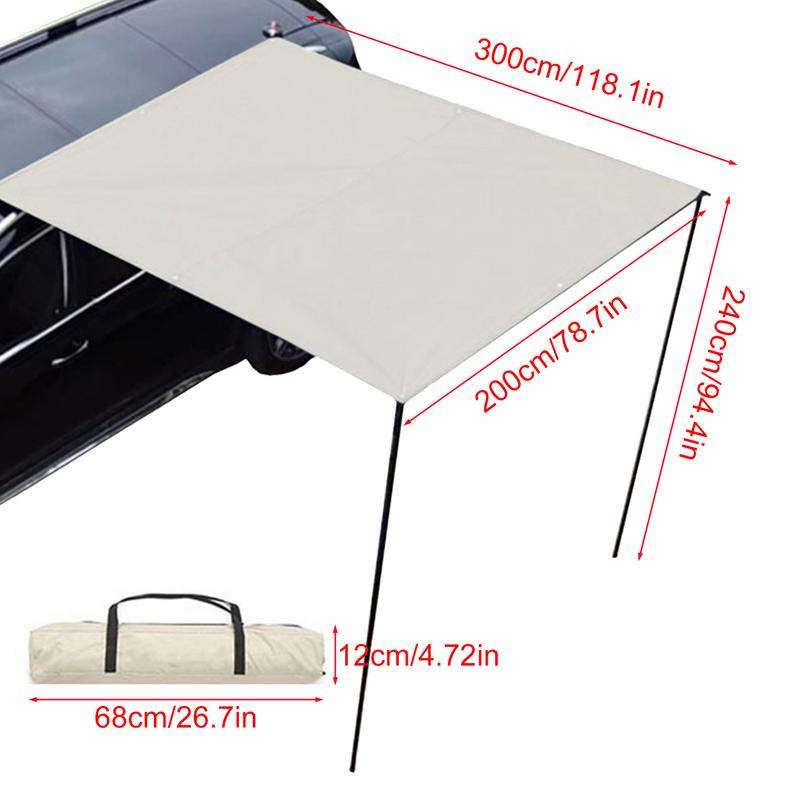 Vehicle Awning Sun Shade Coverage PU3000mm UV50 Weatherproof Car Side Awning For SUV Camping Overlanding Hardware Included
