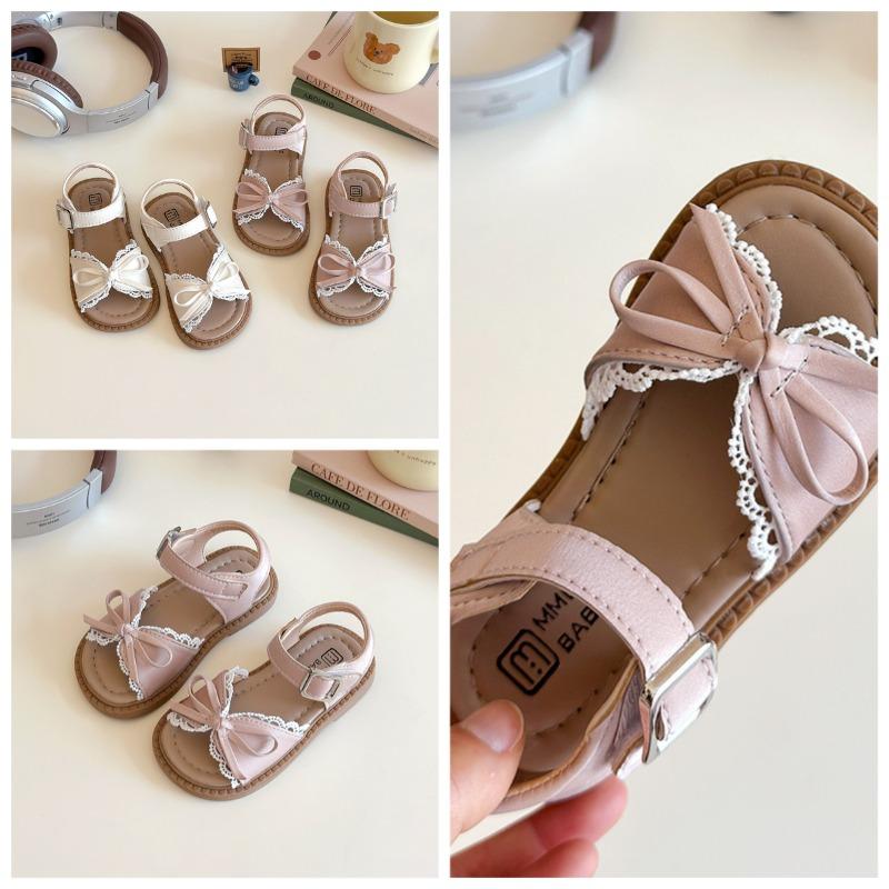 Children Sandals Girls Summer New Fashion Princess Shoe Korean Soft Sole Anti-slippery Versatile Sweet Lace Beach Sandals
