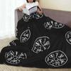 The Viking Hammer Of Thor Fleece Throw Blanket Runic Compass Norse Mythology Valhalla Blanket for Home Travel Super Soft Bed Rug