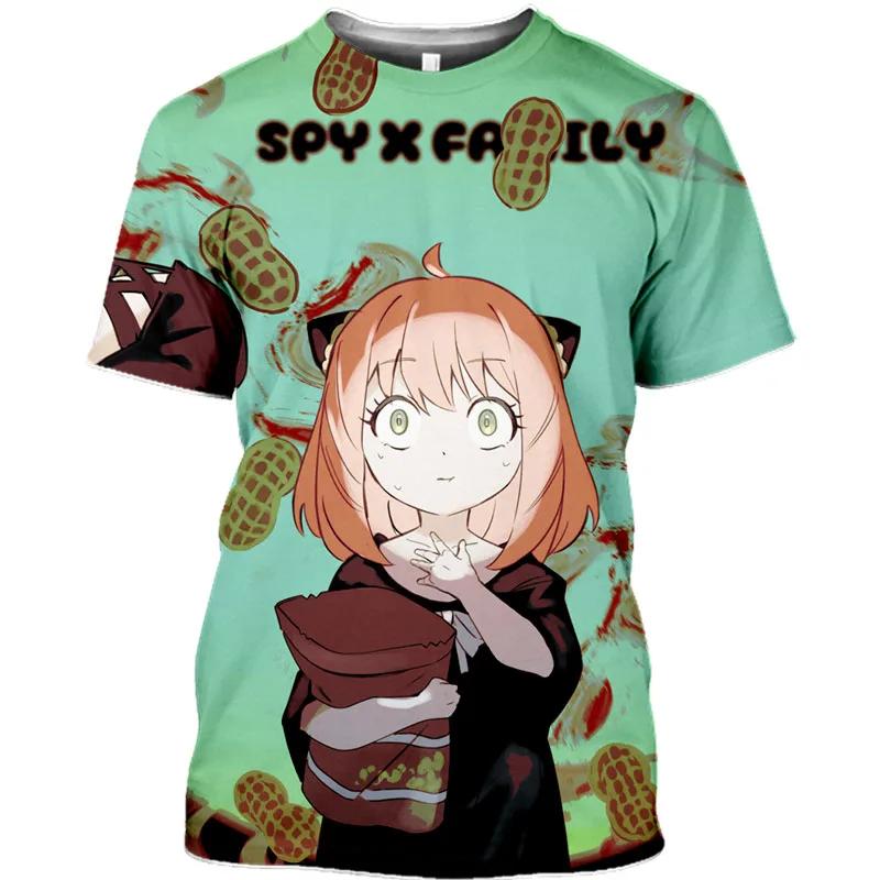 

Популярная аниме-футболка Spy X Family с 3D-принтом, модная детская повседневная футболка для мальчиков и девочек, универсальная футболка Crew Lead для детей и взрослых с коротким рукавом 160