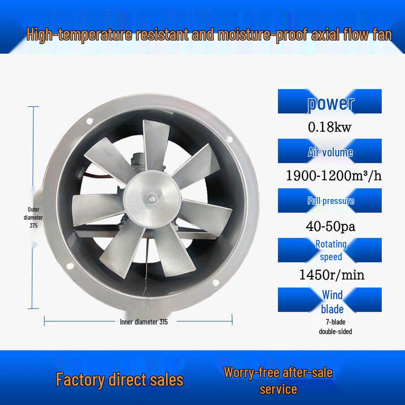 

High-temp & humidity axial exhaust fan for drying rooms, wood, and medicinal material roasting, with forward/reverse rotation & moisture-proof design.