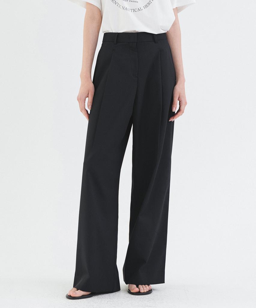 Siyajyu Sipt7161 Summer Wool Fresh Wide Slacks_Black