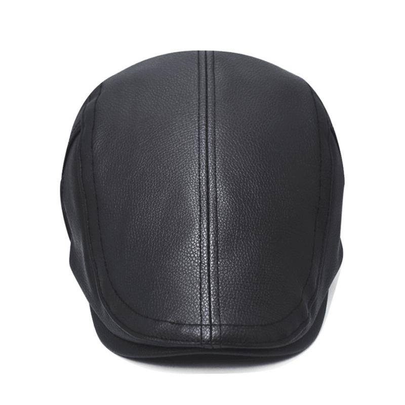 Men Leather Beret Cap Elderly Progressive Cap Newsboy Caps for Men Peaked Cap Driver Ivy Hat
