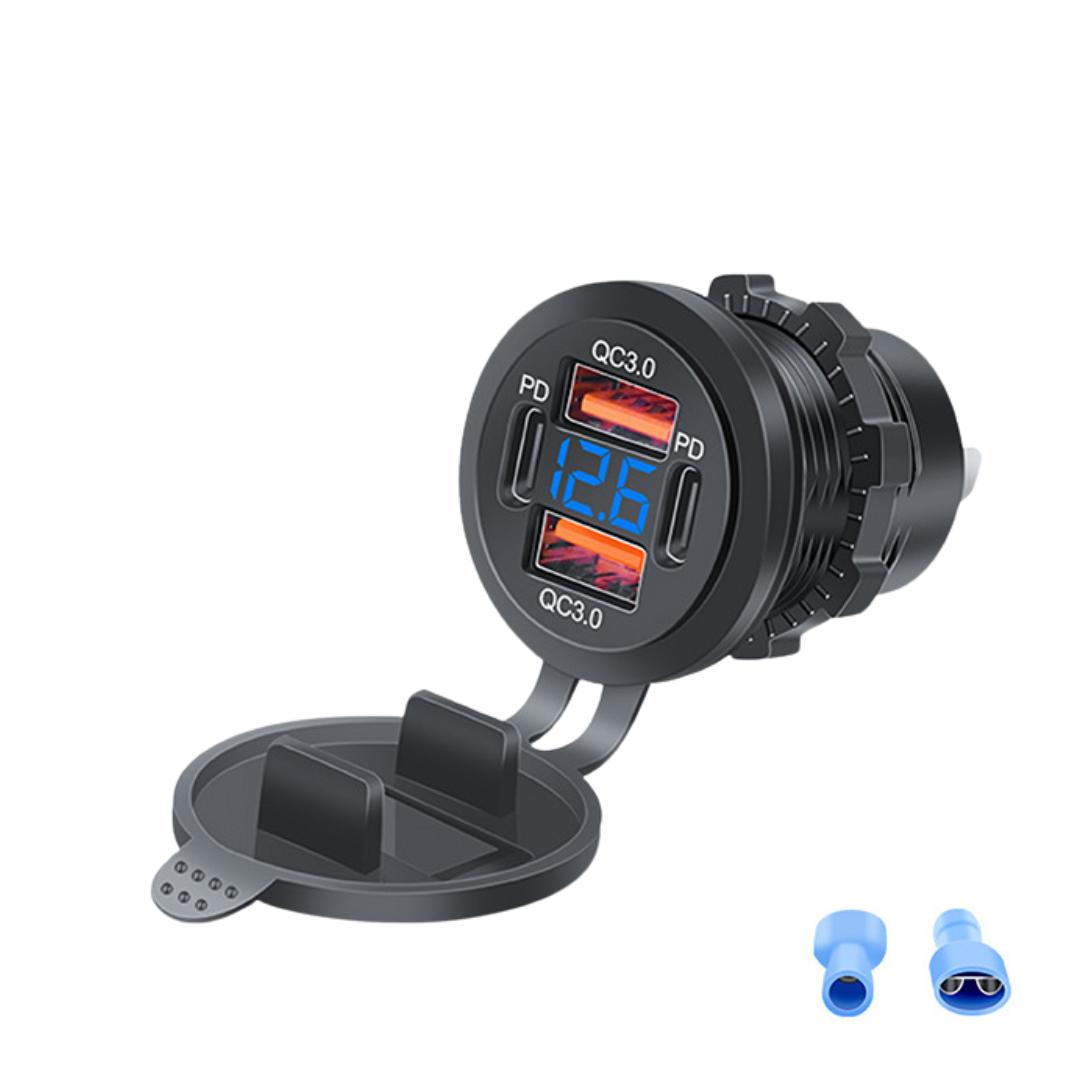 

96 Вт PD3.0 + QC3.0 4-портовое быстрое автомобильное зарядное устройство со светодиодным дисплеем - iPhone Samsung Huawei совместимо с водонепроницаемым корпусом 4Port Charger, 1PC оранжевый