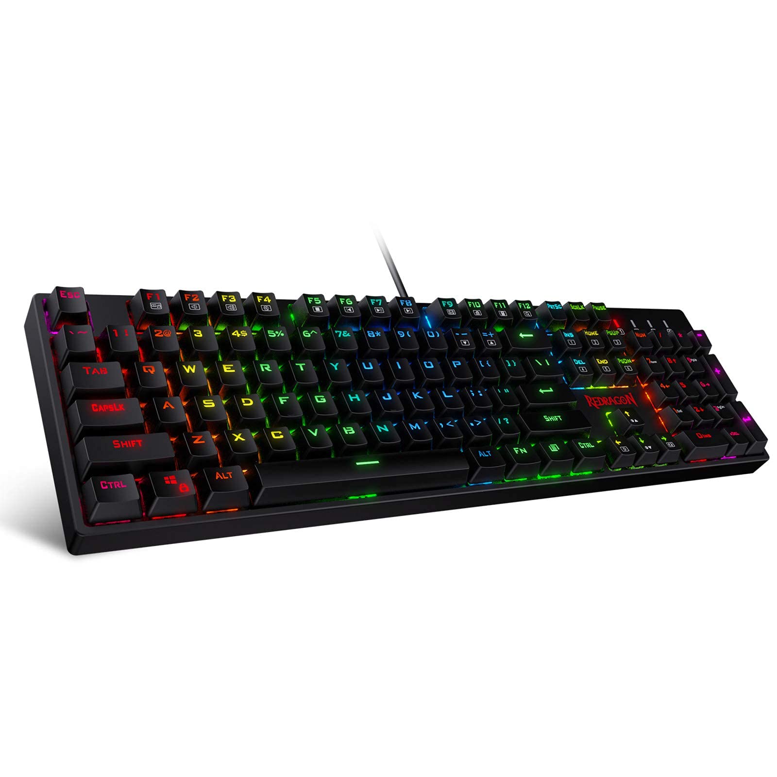 

Ігрова клавіатура Redragon K582, 104 клавіші, механічна клавіатура Red Axis зі світлодіодним підсвічуванням RGB, дротова офісна ігрова клавіатура USB