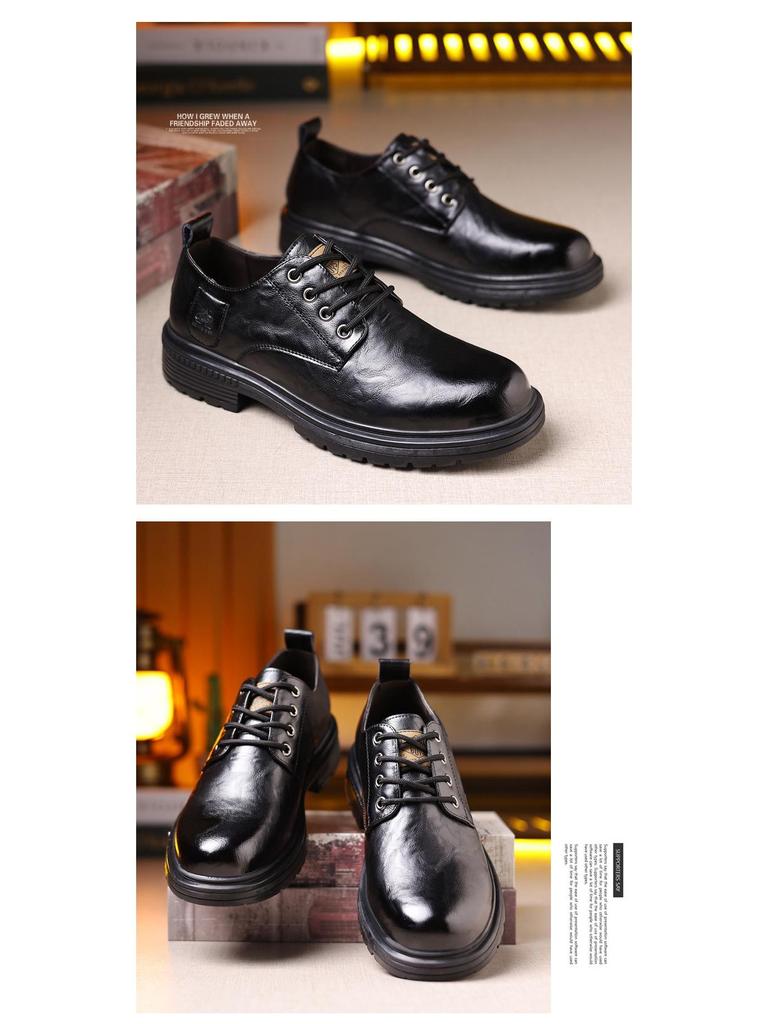 Ovigz Yadan Style Men's Premium Breathable Leather Business Shoes - Soft, Non-slip Sole.