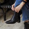 Fashion 2025 New Women Shoes Genuine Leather Ankle Boots Lace-up Thick Heels Motorcycle Boots Square Toe Warm Short Street Fashion Boots