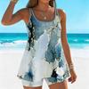 Damen Bademode Tankini 2-teiliger Badeanzug Vergoldetes Batikmuster Urlaubs Badesachen