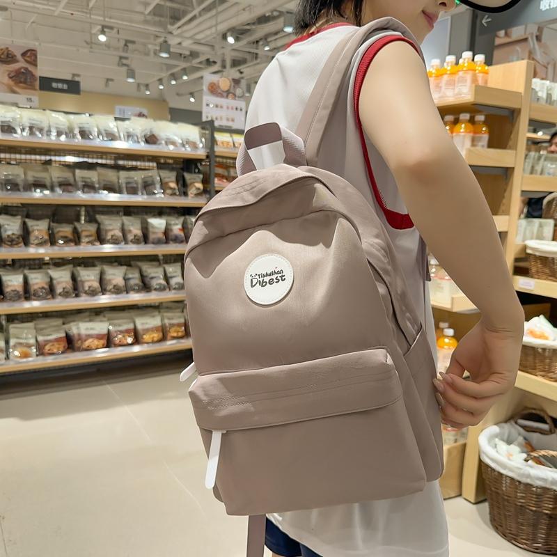 Women's Schoolbag Lightweight Backpack College Style High School Student Solid Color Backpack