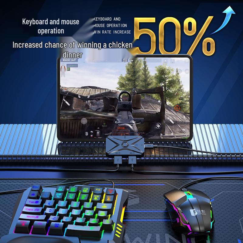 JiaYing PUBG One-Handed Keyboard & Mouse Auto-Press Gun Peripheral Set