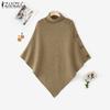 ZANZEA Autumn Women Turtleneck Long Sleeve Irregular Casual Knitted Cloak Sweaters Jumpers