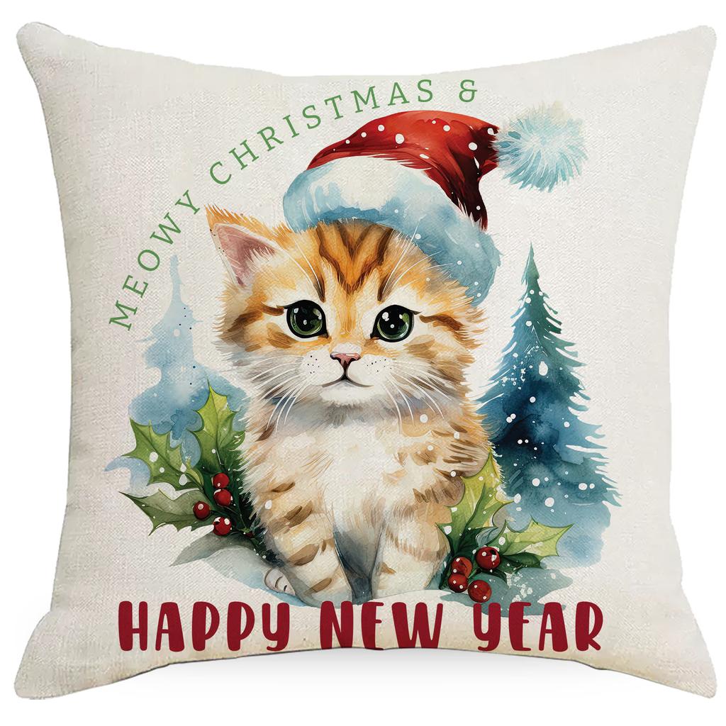 Christmas Cat Pillowcase Sofa Decoration Pillowcase Nordic Simple Modern Christmas Day