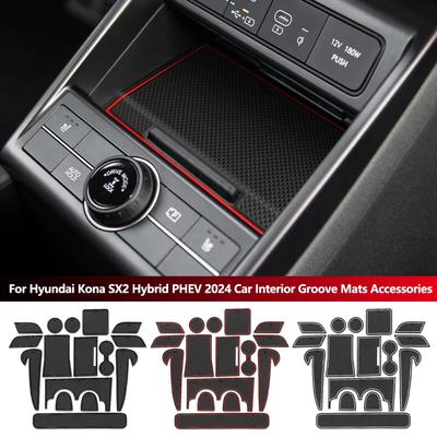 Für Hyundai Kona SX2 Hybrid PHEV 2025 2025 Anti-Rutsch-Schlitzmatte Auto-Türrillenmatte LHD RHD Auto-Innenraum-Zierleiste Zubehör