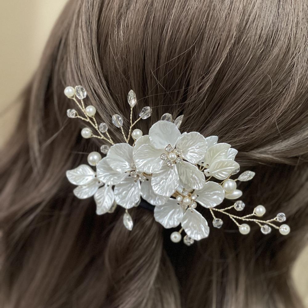 Koreanischer Stil Kristall Perlen Blume Haarnadel Elegant Schön Brautjungfer Tiara Floral Stil Haarspangen Hochzeitshaarschmuck