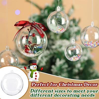 2 Peças Bola Transparente de Natal Plástico Árvores de Natal Caixa de Bola Aberta Enfeite de Bola Presente de Casamento Presente Festa Decoração de Casa