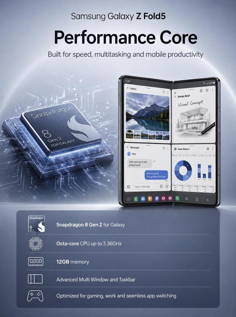Samsung Galaxy Z Fold5 5G 12GB RAM/256Go Smartphones SIM+eSIM Noir