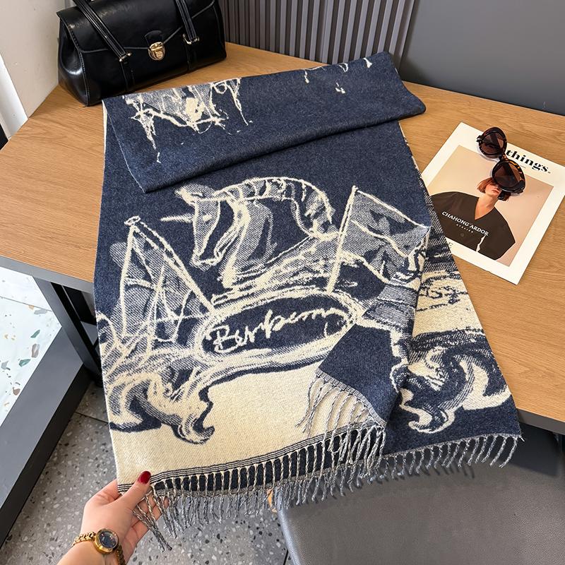 Couverture d'hiver chaude Écharpe en cachemire pour femmes Design Tête de cheval Épais Châles et étoles en pashmina Bufanda Poncho féminin Écharpe white