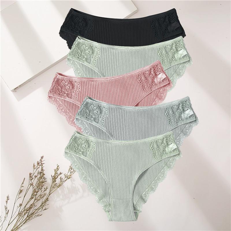 

FINETOO 5 шт./компл. женское хлопковое нижнее белье, трусики с цветочным кружевом, мягкие трусы для женщин, сексуальные женские трусики M-XXL, нижнее белье XXL(2GG)&SET