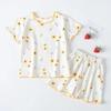 Girls Summer Pajama Set Strawberry Print Shorts Pink Peaches Tee Baby Cool Comfort Homewears Soft Breathable Sleepsuits for Play
