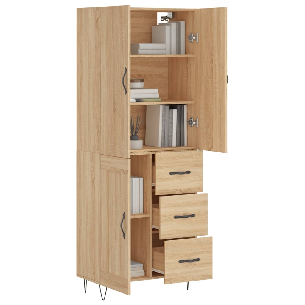 Vidaxl Display Cabinet, Sonoma Oak, 69.5X34X180 Cm, Wood-Based Material