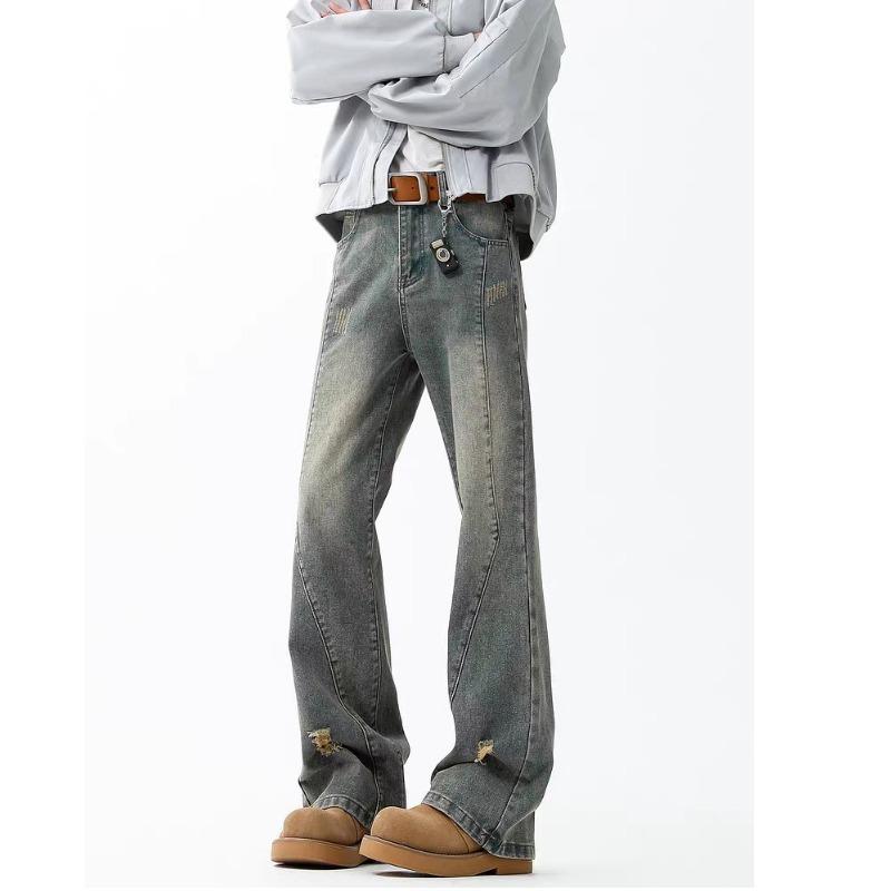 Amerikanische High Street lockere zerrissene Jeans Herren Neue Herren High Waist helle Farbe gerade lockere Hose